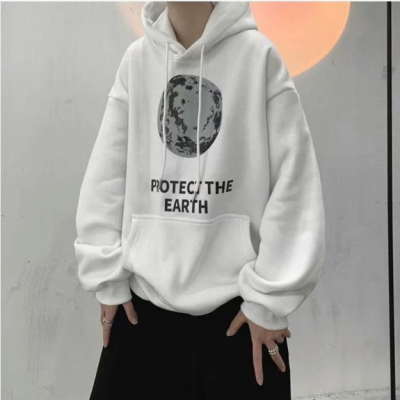 2022 Spring and Autumn Moon Printed Hoodie Men's Fashion Brand Loose Leisure Pullover Pocket Hoodie Coat Top