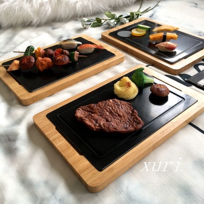 Hot-Selling New Products Black Marble Western Cuisine Steak Plate Steak Hotel Insulation Stone Cutlery Tray