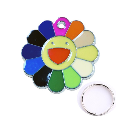Factory in Stock Supply Zinc Alloy Sunflower Version Can Carve Writing Pet Dog Tag Dog Anti-Lost Tag Wholesale