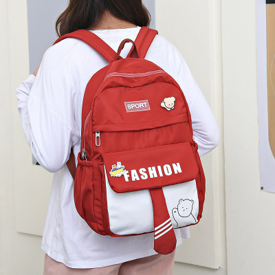 2022 Large Capacity Schoolbag Female Junior High School Student Trendy New Suit Campus Backpack Korean Style Contrast Color Minimalist Travel