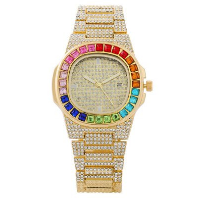 New Foreign Trade Popular Style Colorful Crystals Calendar Full Diamond Women's Watch Women's Watch Diamond Watch Factory in Stock One Piece Dropshipping