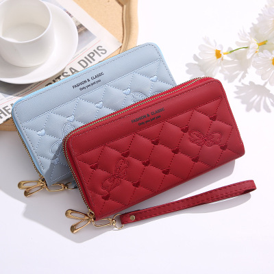 Women's Wallet New Double-Layer Large-Capacity Handbag Fashion Women's Coin Purse Lychee Pattern Double Zipper Wallet