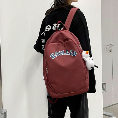 Korean Style Trendy Women's College Students Bag Simple Retro Alphabet Japanese Junior High School High School Large Capacity Backpack Women's Backpack