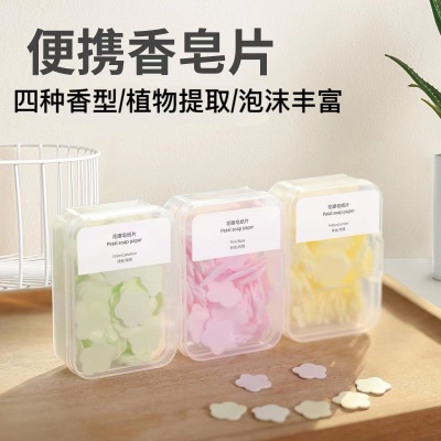 Mini Petals Soap Slice Boxed Portable Hand Washing Tablets Soap Flakes Disposable Carry-on for Students and Children Wholesale