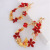 Chinese Bridal Headdress Earrings Red Flannel Bud Fairy Butterfly Oval Ear Clip Court Wedding Dress Toast Ornament
