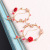 Bridal Earrings European and American Golden Ear Clip round Rose Non-Piercing Eardrops Wedding Festival Red Crystal Earrings