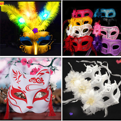 Luminous Mask Children Masquerade Mask Female Half Face Fox Halloween Adult Party Stall Wholesale