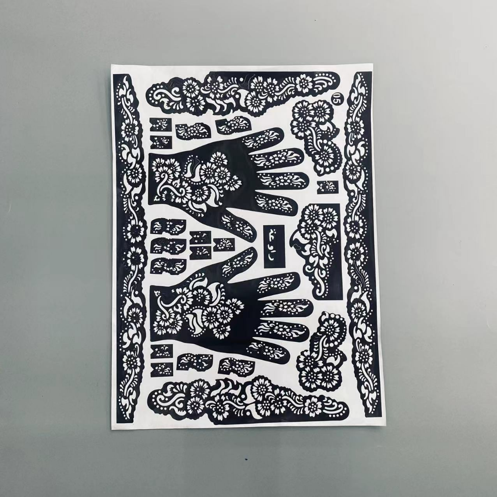 双手左右纹身贴爆款印度海娜手掌纹身模板半永久不干胶喷绘