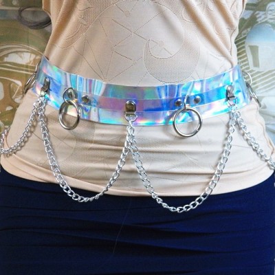 Dananshu European and American Sexy Laser Colorful Leather Waist Chain Trendy Belt Ornament Belt