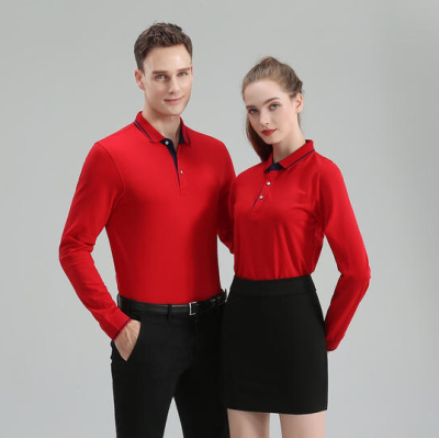 Spring and Autumn Long Sleeve Business Polo Shirt Corporate Advertising Cultural Shirt Lapel Work Clothes Classmates Party T-shirt Customization