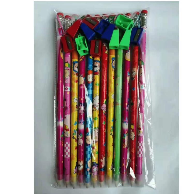 39cm铅笔长铅笔大杆工艺笔HB半芯带皮头带橡皮