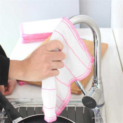 Five-Layer Cotton Yarn Oil-Free Absorbent Decontamination Rag Dishcloth Scouring Pad Bamboo Fiber Cloth 2 Yuan Store Supply