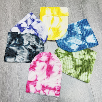 New Tie-Dyed Knitted Hat Autumn and Winter Women's Hip Hop Wool Trendy Warm Hat