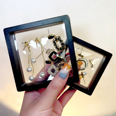 Transparent Film Gift Box Portable Anti-Oxidation PE Film Ear Clip Necklace Earrings Earrings Stud Earrings Storage Box