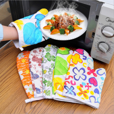 Microwave Oven Gloves Anti-Scald Household Oven High Temperature Resistant Baking White Cotton Insulation Gloves 1 Bag Factory Direct Sales