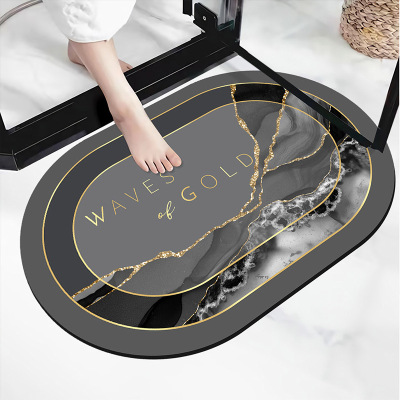 Light Luxury Style Elegant Soft Diatom Ooze Bathroom Absorbent Floor Mat Non-Slip Quick-Drying Stain-Resistant Foot Mat Bathroom Bathroom