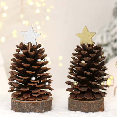 Cross-Border New Christmas Decorations Nordic Style Pine Cone Mini Christmas Tree Home Table Decorative Ornaments