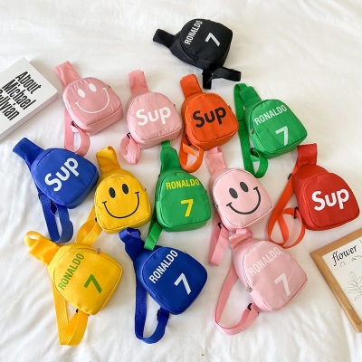 New Children's Chest Pack Cute Boys and Girls Smiley Face Small Shoulder Bag Baby Leisure Digital Messenger Bag out Coin Purse
