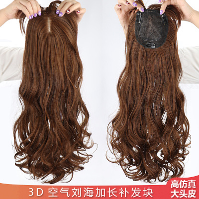 Factory Wholesale Wig Female Long Hair Simulation Long Curly Hair Head 3D Hair Supplementing Piece Big Wave Head Hair Piece Hair Extension