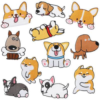 Spot Corgi Computer Embroidered Cloth Stickers Amazon Hot Cartoon Embroidery Zhang Zai Pet Patch Puppy Subsidy