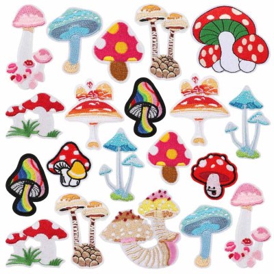 Spot Amazon Cartoon Mushroom Embroidered Cloth Stickers Mushroom Embroidery Mark Clothes Patch AliExpress Embroidered Zhang Zai