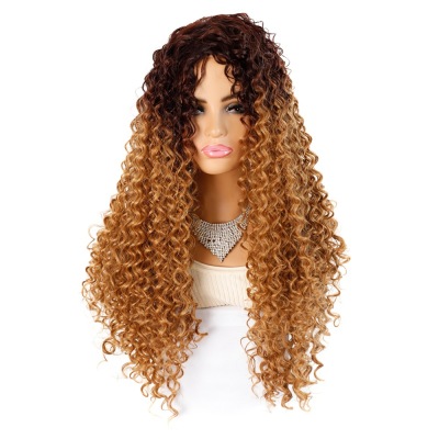 Matte Realistic Corn Curler Long Curly Wig Head Cover Small Curls Medium Long Hair Wig Sheath Fluffy Curly Hair Head Cover