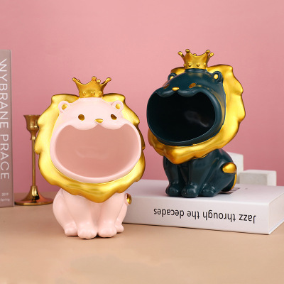 Resin Crafts New Cute Little Lion Sundries Storage Living Room Entrance Bedroom Desktop Soft Outfit Ornaments Gathering