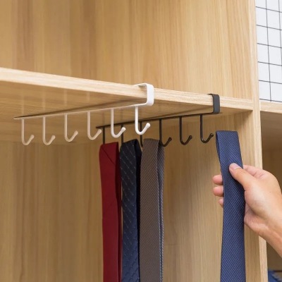 Kitchen Iron Hook Seamless Nail-Free Cabinet Wall Cupboard Partition Storage Rack Bedroom Wardrobe Storage Hook