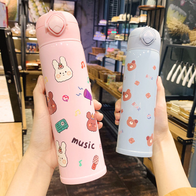 New Stainless Steel Thermos Cup Cartoon New Bounce Water Cup Outdoor Sports Cup Student Gift Department Store Wholesale