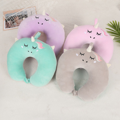 In Stock Wholesale Cartoon Memory Foam U-Shaped Pillow Adult and Children Travel Lunch Break Cervical Support U-Shaped Pillow Supply