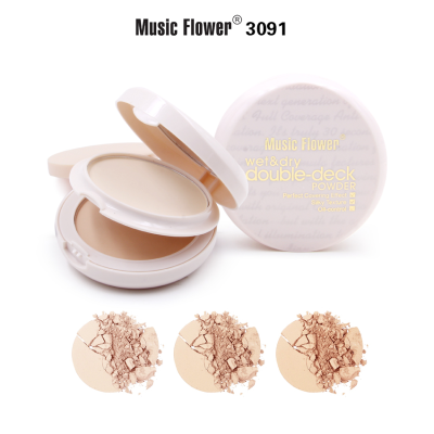 Music Flower Silky Transparent Double Layer Powder Oil Control Moisturizer Paste Makeup Natural Concealer Long-Lasting