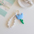 Korean Ins Cute Tulip Three-Dimensional Flower Pendant Handmade Woven Keychain Bag Charm Accessories Key Ring