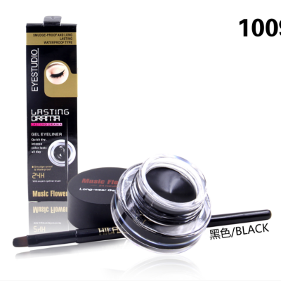 Music Flower Single Long-Lasting Charm Rich Natural Creamy Eyeliner Not Smudge Waterproof Easy to Color Makeup Black