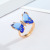 Europe and America Cross Border New Accessories Fashion Vintage Butterfly Ring Personalized Opening Adjustable Index Finger Multicolor Ring for Women