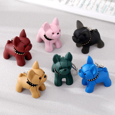 New Style French Fighting Dog Cute Key Ring Dog Doll Key Chain Pendant Bag Hanging Ornament Cartoon Puppy Key Chain