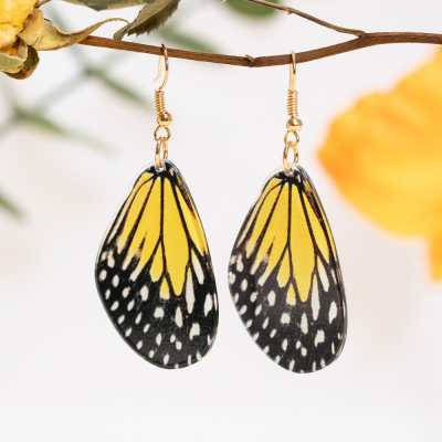Butterfly Wings Shape Earrings Animal Print Pattern Earrings Eardrops Personality Trend Natural Style