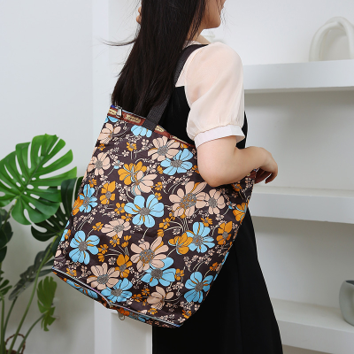 Fashion Folding Nylon Waterproof Flower Cloth Shoulder Bag Women's Bag Casual Handbags for Moms Grocery Bag Yoga Bag