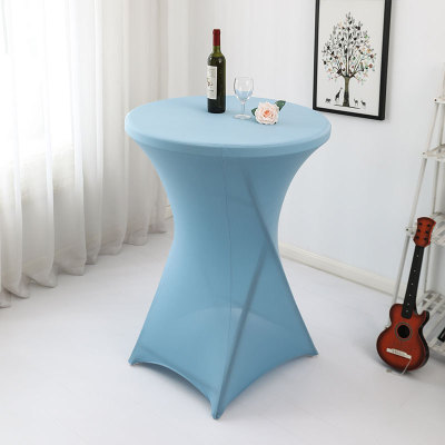 Customized Cocktail Table Cover Hotel Wedding Event Restaurant Decoration Four-Leg Bar Cover Solid Color Banquet Elastic Table Cover