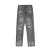 Autumn and Winter American Street Retro Tattered Jeans Jeans Men's Washed Distressed Hip Hop Loose Straight Pants Ins Fashion Brand