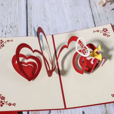 Factory Direct Sales Laser Hollow 3D Three-Dimensional Heart-to-Heart Wedding Stereoscopic Greeting Cards Love Wedding Wedding Invitation