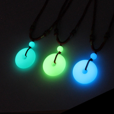 Luminous Stone Pendant Jade Safety Knot Necklace Luminous Fluorite Pendant Small Pendant Female Simple Couple Ornament Wholesale