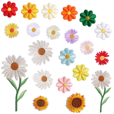 2022 New Computer Emboridery Label Daisy Badge Hat Accessories Patch Sunflower Mixed Embroidered Cloth Stickers