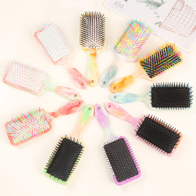 New Straight Handle Generous Comb Girl Student Dormitory Household Tangle Teezer Plastic Anti-Knot Hairdressing Comb Factory Wholesale