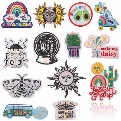 Spot Cartoon Sun Patch Computer Embroidered Cloth Stickers Car Badge Iron Clothes Decorative Butterfly Zhang Zai