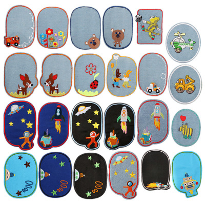 Spot Amazon Hot Selling Jeans Knee Plaster Hole Repair Embroidered Patch and Cloth Patch Cartoon Embroidery Patch