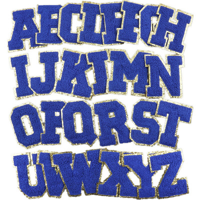 Amazon Sapphire Blue Towel Embroidery 26 Letters Computer Embroidered Zhang Zai Ironing Embroidered Cloth Stickers Wholesale Spot
