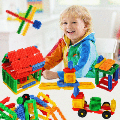 Hualong Toy Manufacturer Desktop Puzzle Building Blocks Environmentally Friendly Plastic Assembling and Inserting Building Blocks Intelligence Building Blocks Processing Customization