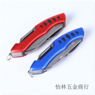 Multifunctional Swiss Army Knife Folding Fruit Knife Outdoor Camping Combination Utility Knife Wine Corkscrew Stainless Steel