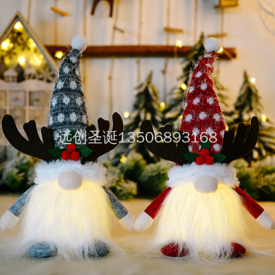 Christmas Decoration Christmas Antlers Clover with Light Rudolf Doll Light-Emitting Faceless Doll Doll