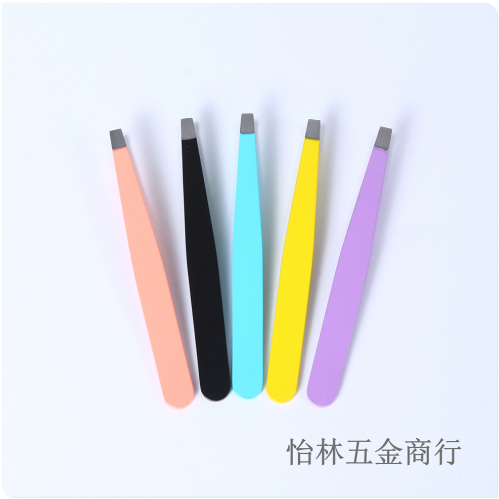 眉夹小镊子拔毛拔胡子胡须不锈钢喷漆1.2厚眉毛夹子钳子美容工具